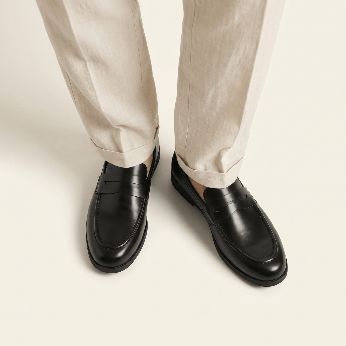 Mocassin Homme Penny Loafer Classique en Cuir Lisse Noir - image 4
