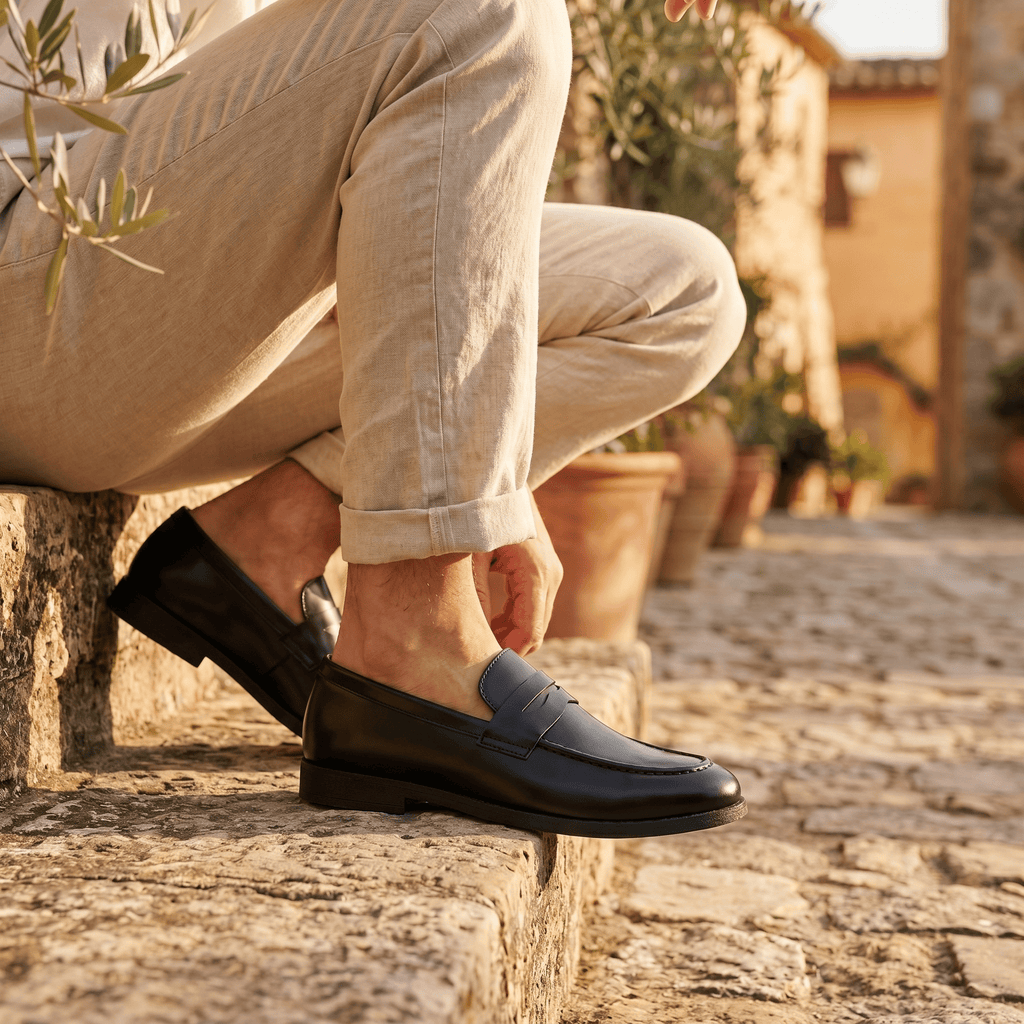 Mocassin Homme Penny Loafer Classique en Cuir Lisse Noir - image 5