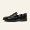 Mocassin Homme Penny Loafer Classique en Cuir Lisse Noir - Noir