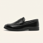 Mocassin Homme Penny Loafer Classique en Cuir Lisse Noir - Noir