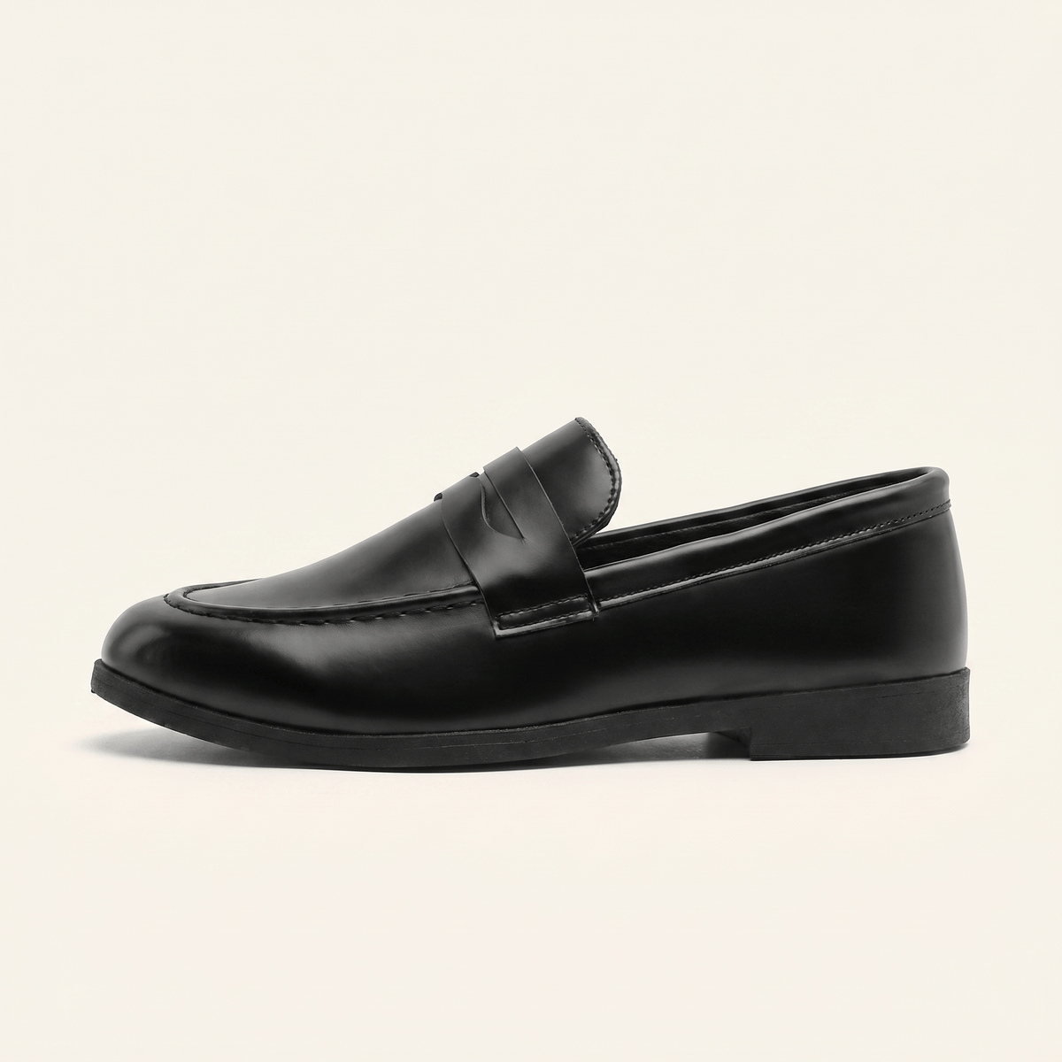 Mocassin Homme Penny Loafer Classique en Cuir Lisse Noir - Noir