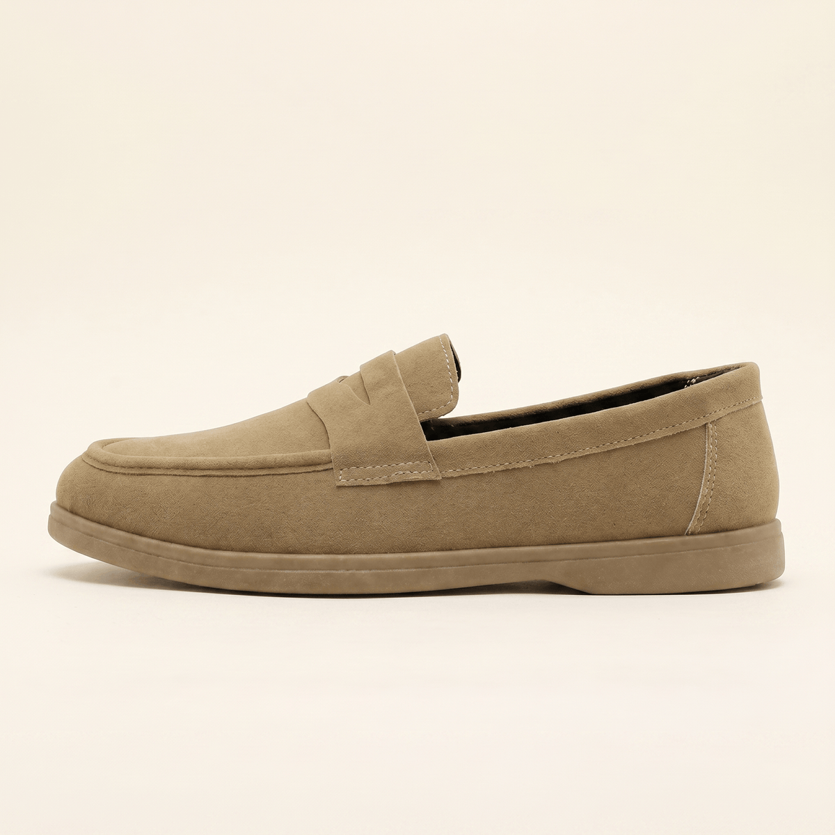 Mocassin Homme Penny Loafer Classique Souple en Velours - Beige