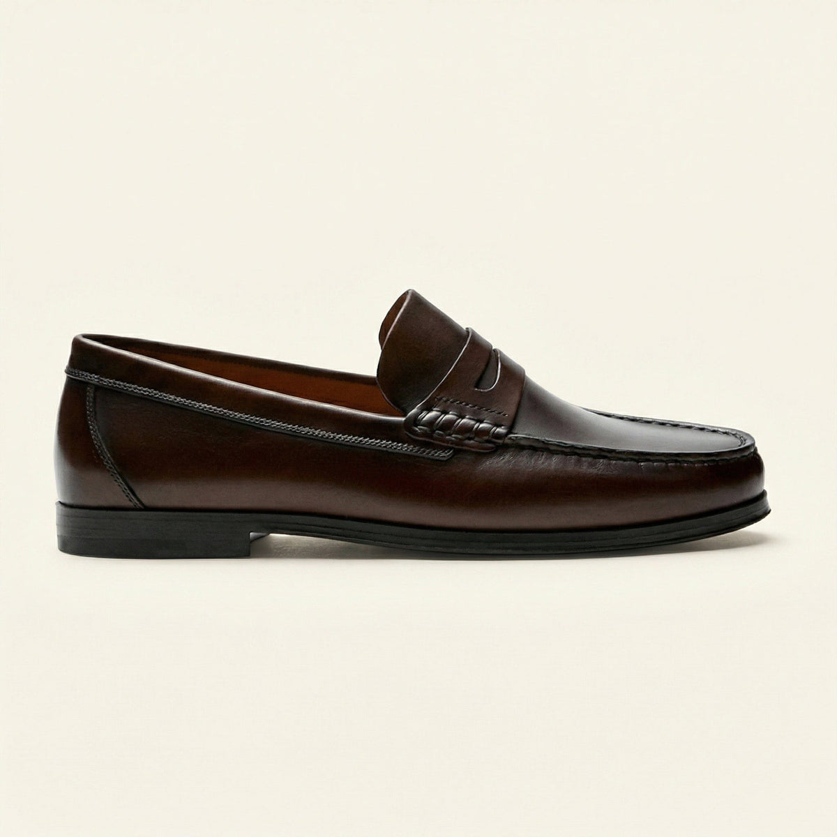 Mocassin Homme Penny Loafer en Cuir - Marron
