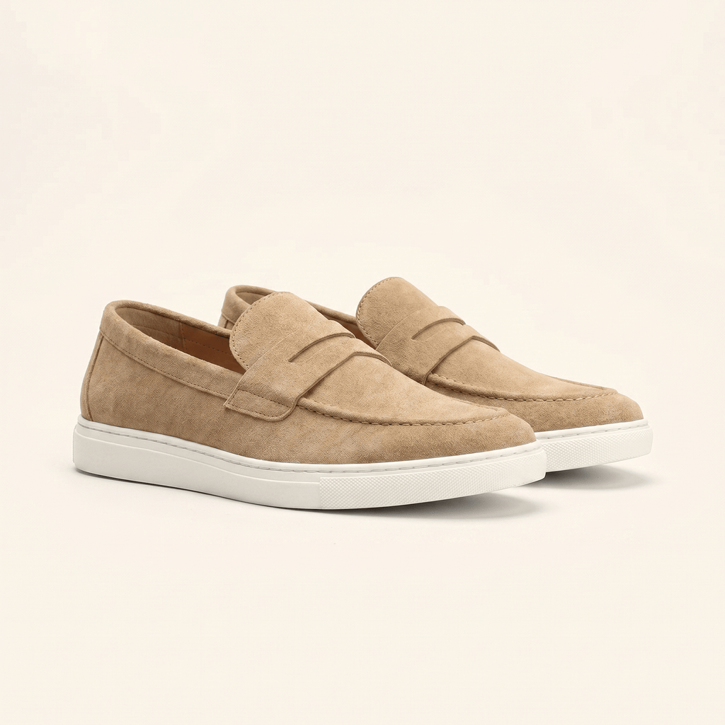 Mocassin Homme Penny Loafer en Daim à Semelle Contrastée - image 2