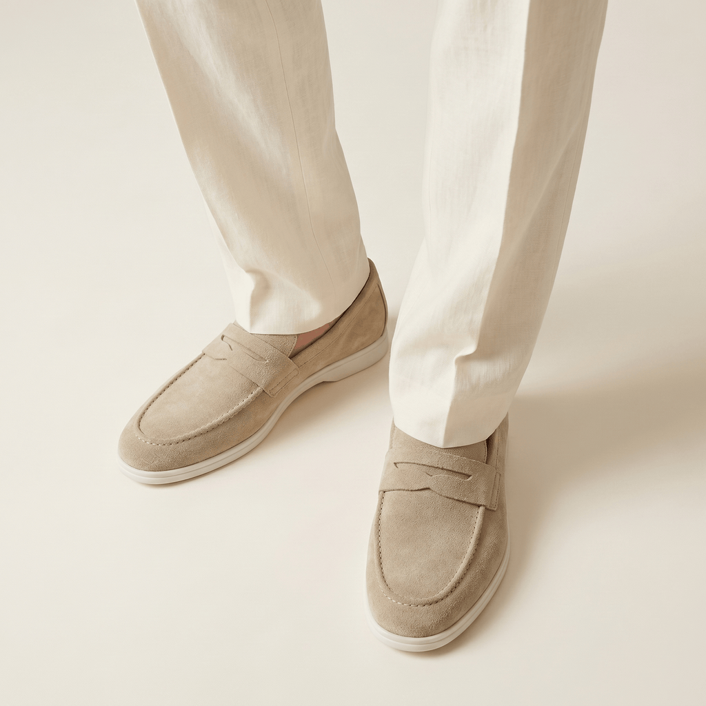 Mocassin Homme Penny Loafer en Daim à Semelle Contrastée - image 9