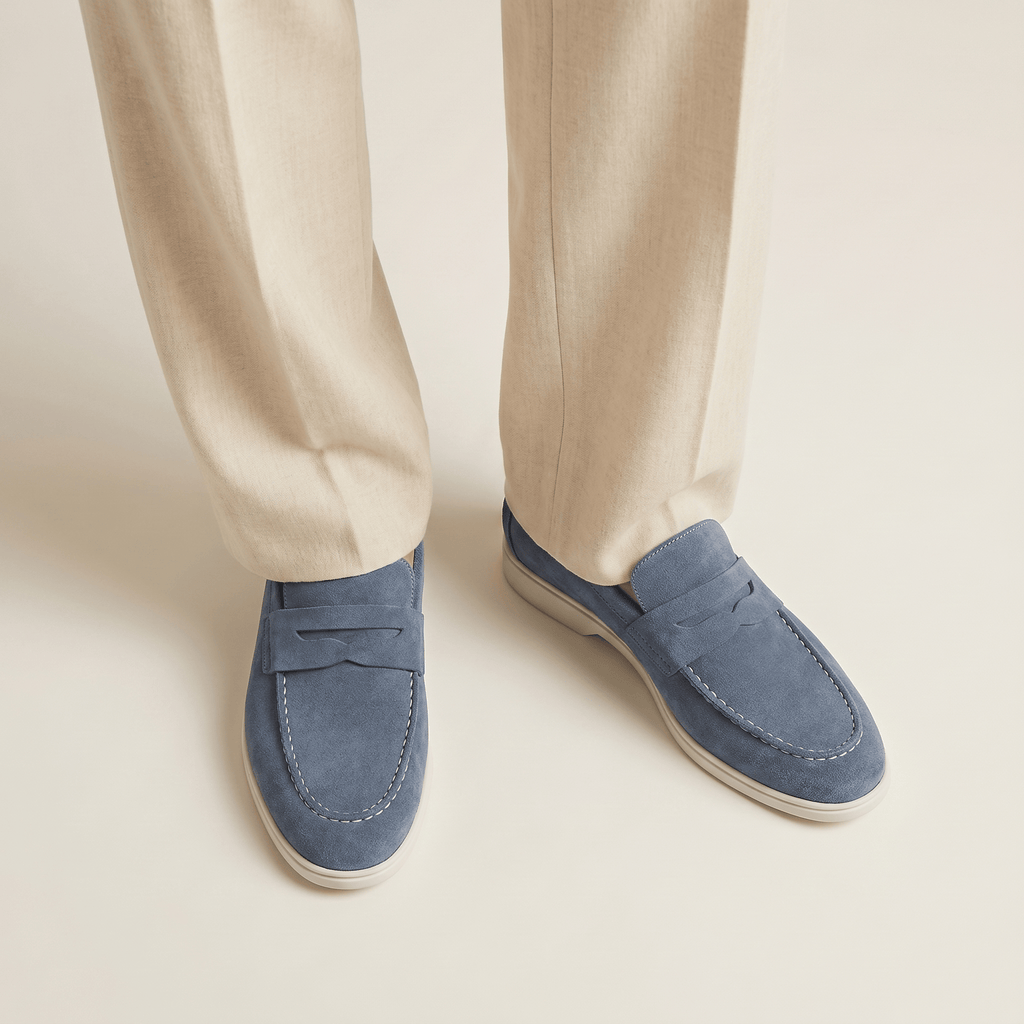 Mocassin Homme Penny Loafer en Daim à Semelle Contrastée - image 14