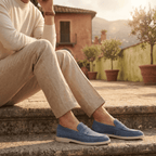 Mocassin Homme Penny Loafer en Daim à Semelle Contrastée - image 15