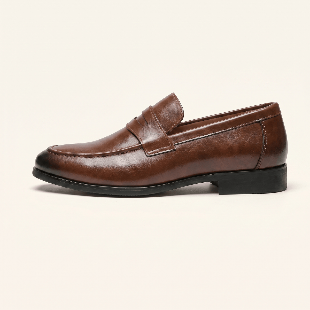 Mocassin Homme Penny Loafer Habillé en Cuir Lisse - Marron