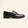 Mocassin Homme Penny Loafer Habillé en Cuir Lisse - Noir