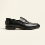 Mocassin Homme Penny Loafer Habillé en Cuir Lisse - Noir