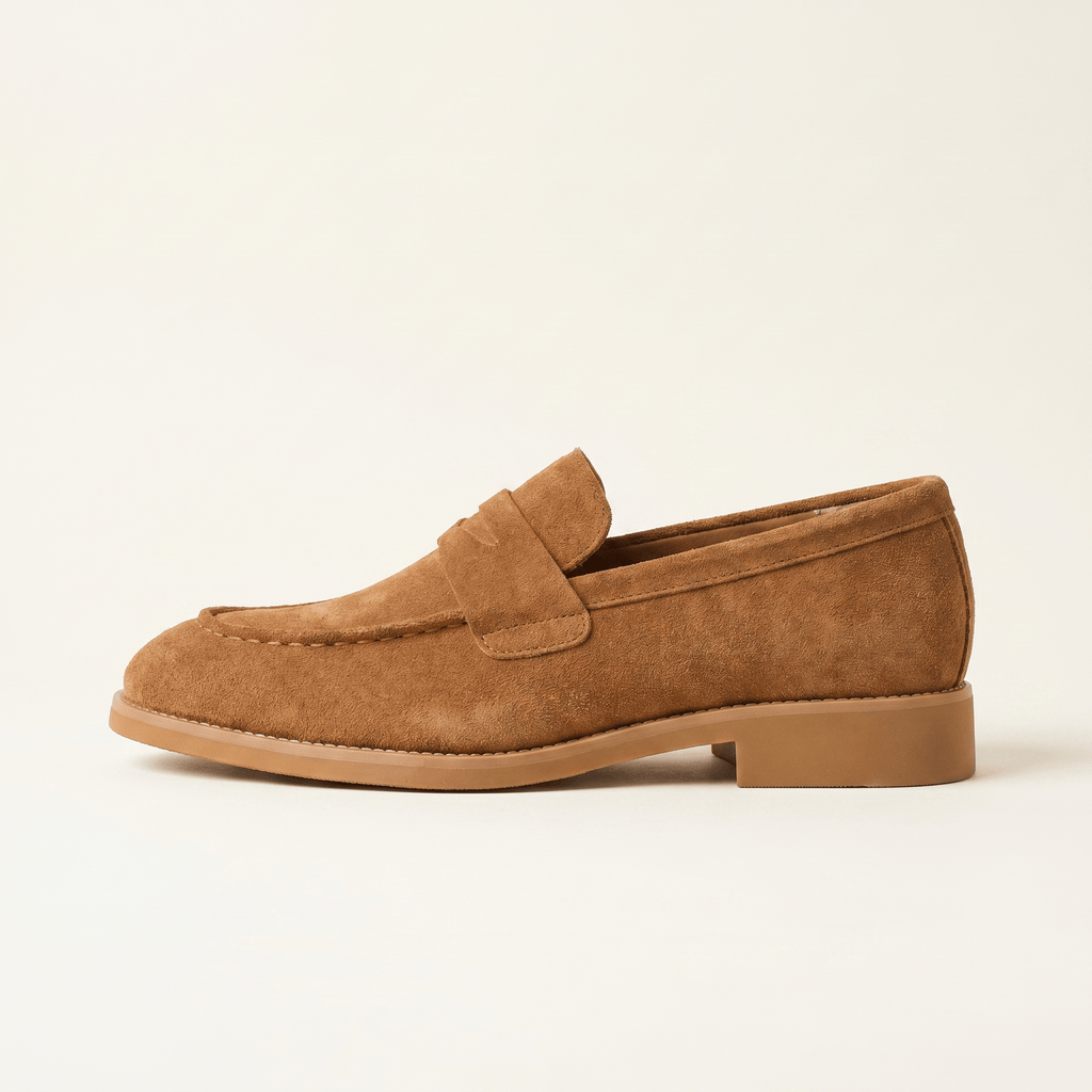Mocassin Homme Penny Loafer Habillé en Daim - Camel
