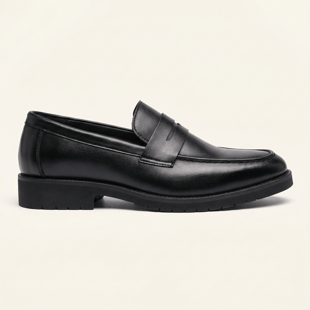 Mocassin Homme Penny Loafer Semelle Structurée - Noir Lustré