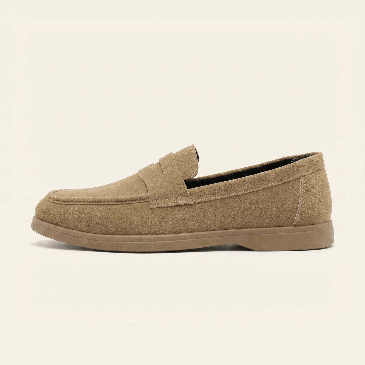 Mocassin Homme Penny Loafer Souple en Suédé - Beige