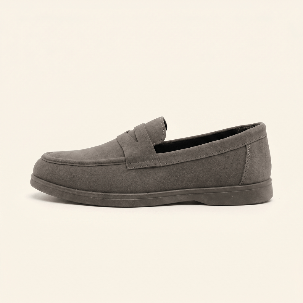Mocassin Homme Penny Loafer Souple en Suédé - Gris