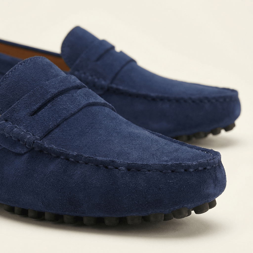 Mocassin Homme Souple en Cuir Suédé à Bande - image 8