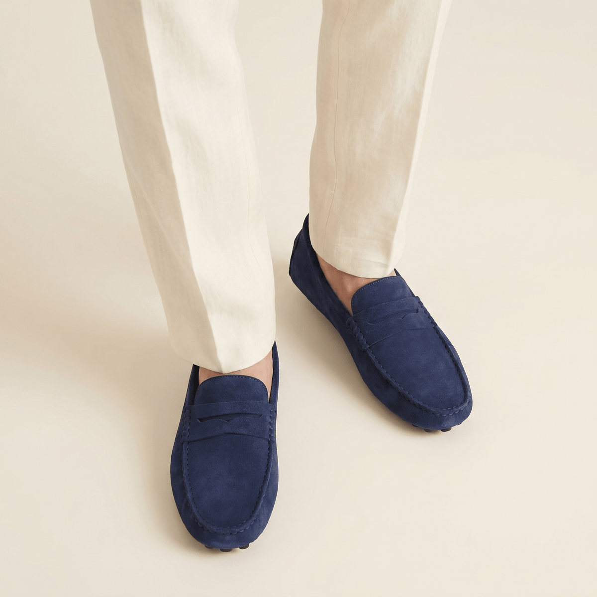 Mocassin Homme Souple en Cuir Suédé à Bande - image 9