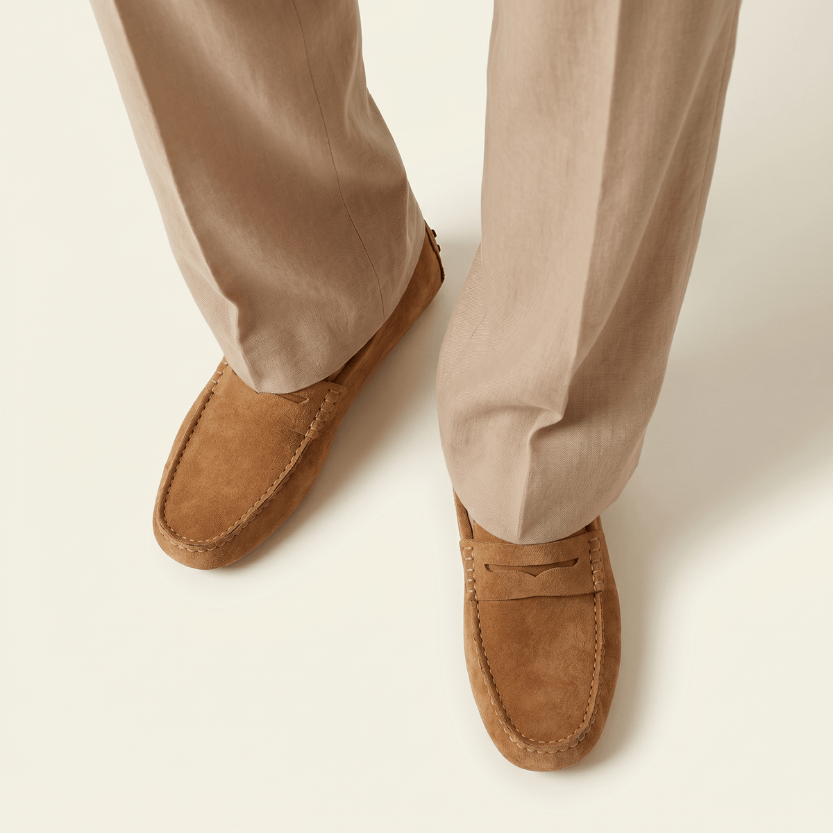 Mocassin Homme Souple en Cuir Suédé à Bande - image 14