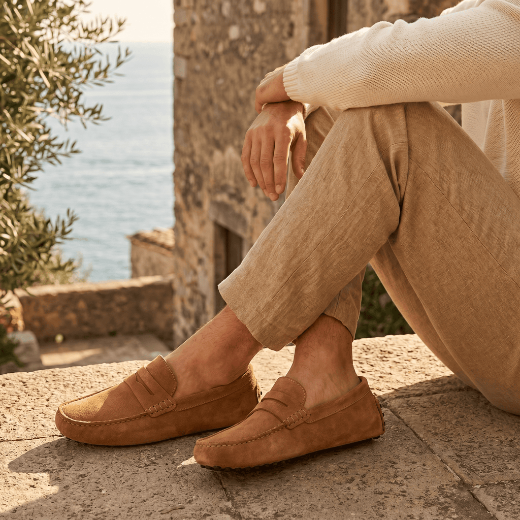 Mocassin Homme Souple en Cuir Suédé à Bande - image 15