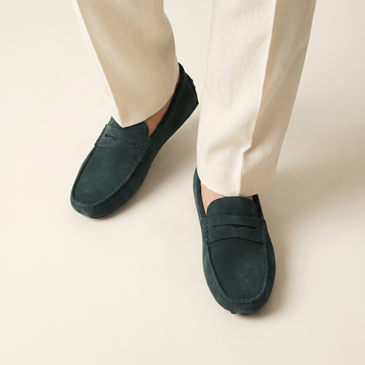 Mocassin Homme Souple en Cuir Suédé à Bande - image 19