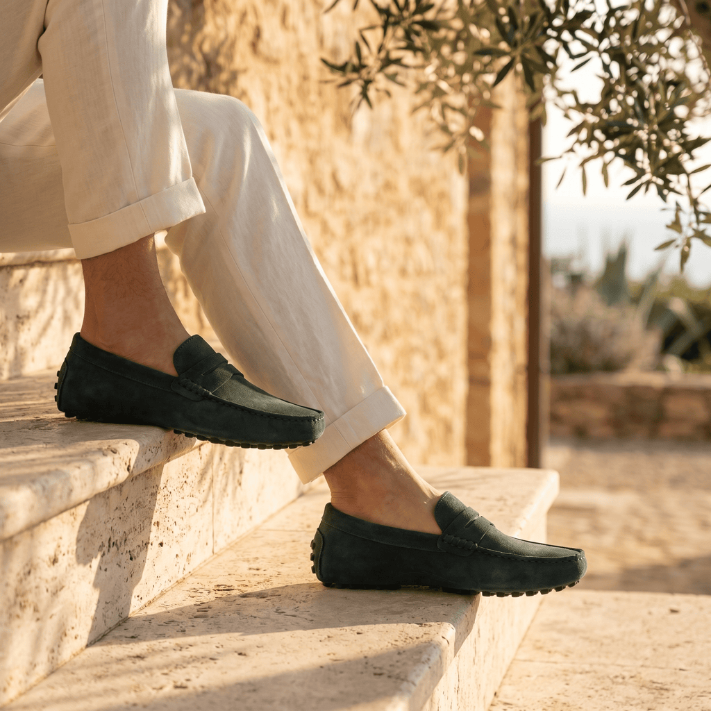 Mocassin Homme Souple en Cuir Suédé à Bande - image 20