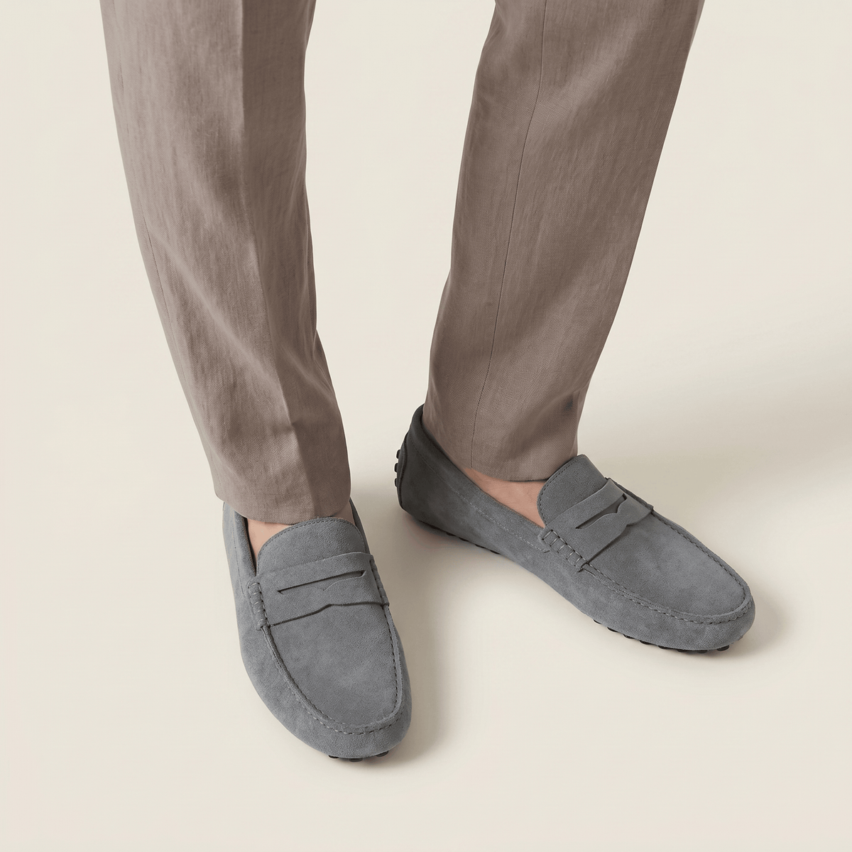 Mocassin Homme Souple en Cuir Suédé à Bande - image 29