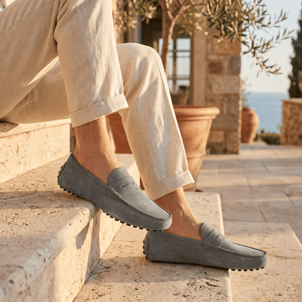 Mocassin Homme Souple en Cuir Suédé à Bande - image 30