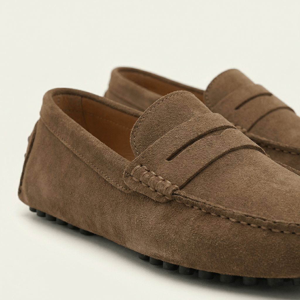 Mocassin Homme Souple en Cuir Suédé à Bande - image 33
