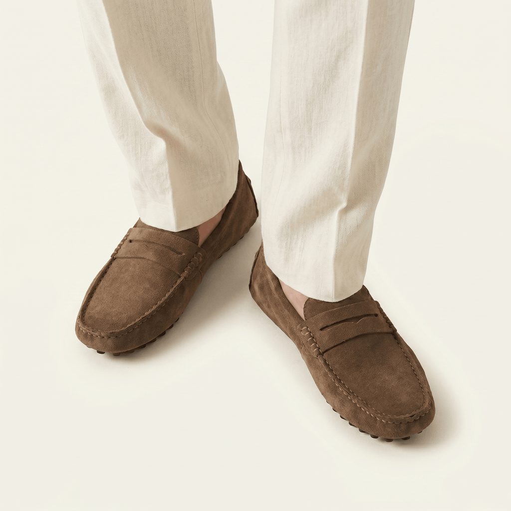 Mocassin Homme Souple en Cuir Suédé à Bande - image 34