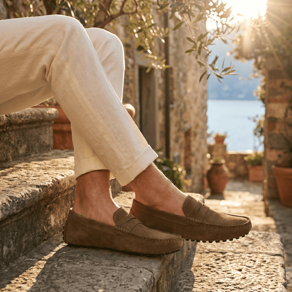 Mocassin Homme Souple en Cuir Suédé à Bande - image 35