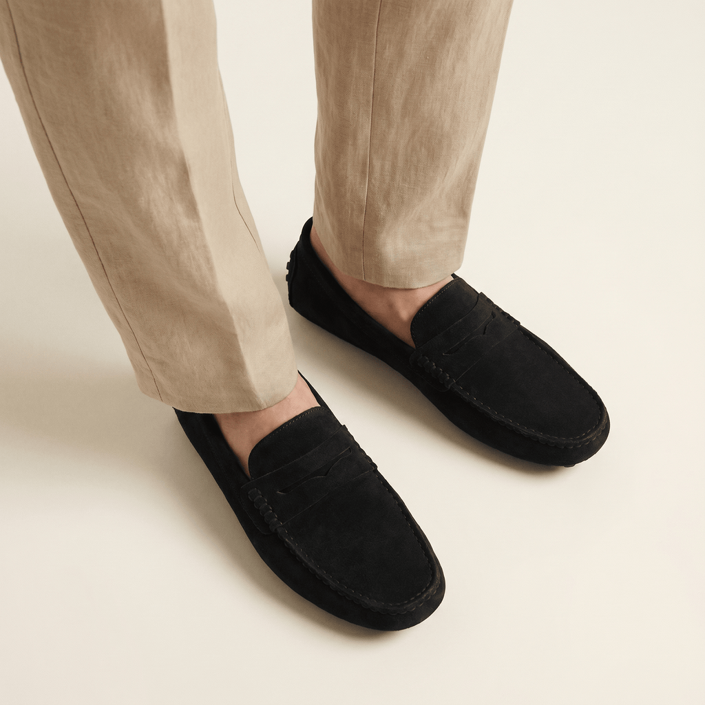 Mocassin Homme Souple en Cuir Suédé à Bande - image 39
