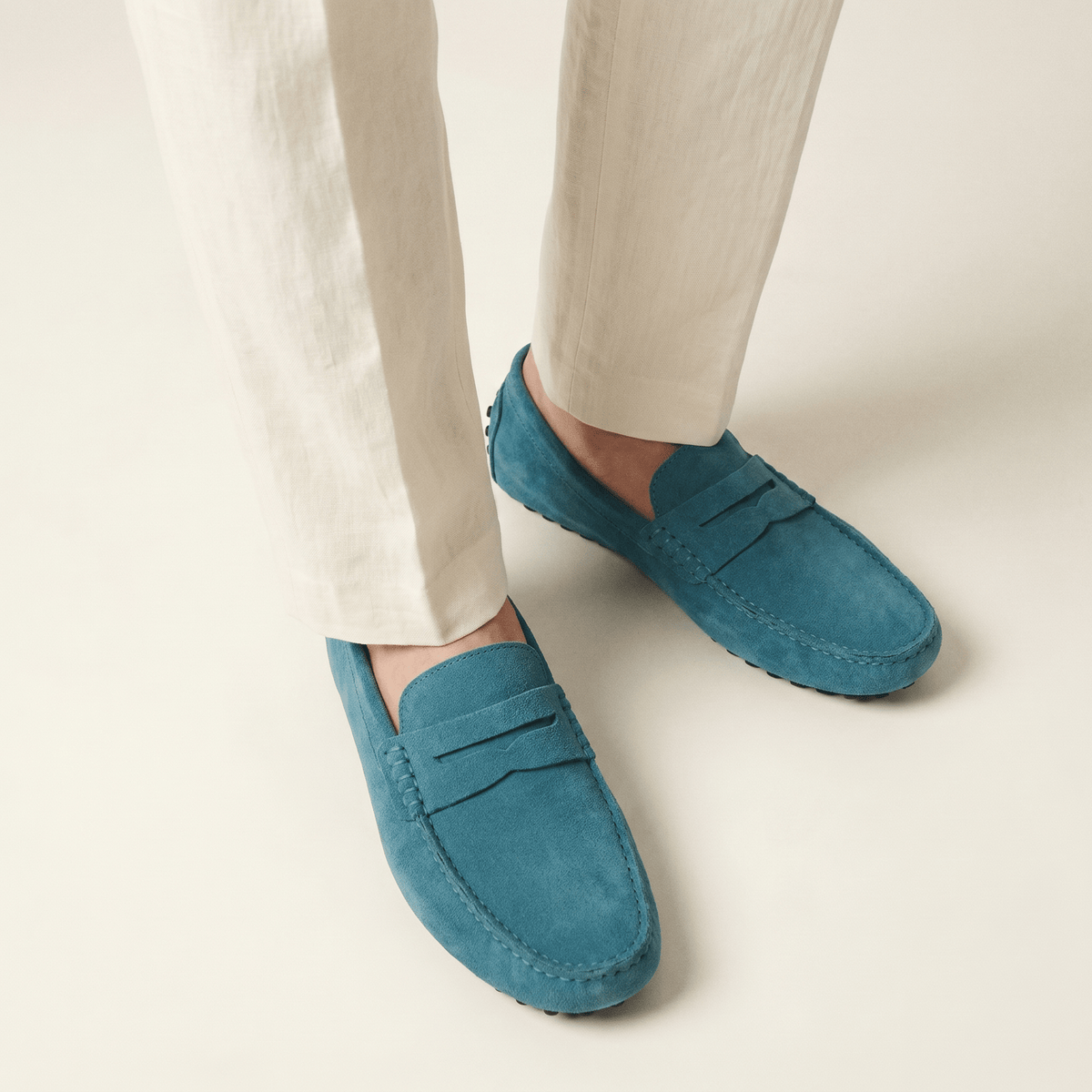 Mocassin Homme Souple en Cuir Suédé à Bande - image 44