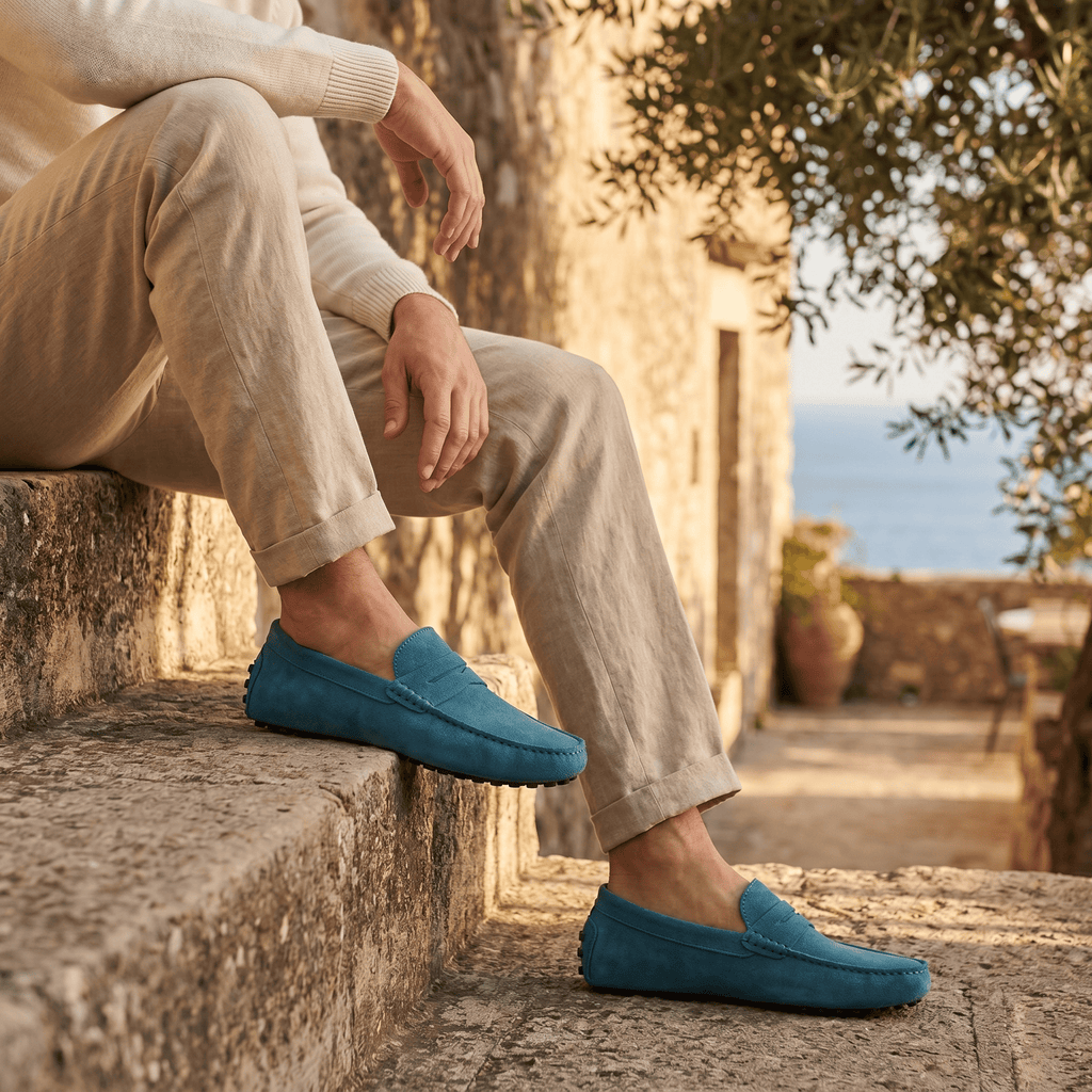 Mocassin Homme Souple en Cuir Suédé à Bande - image 45