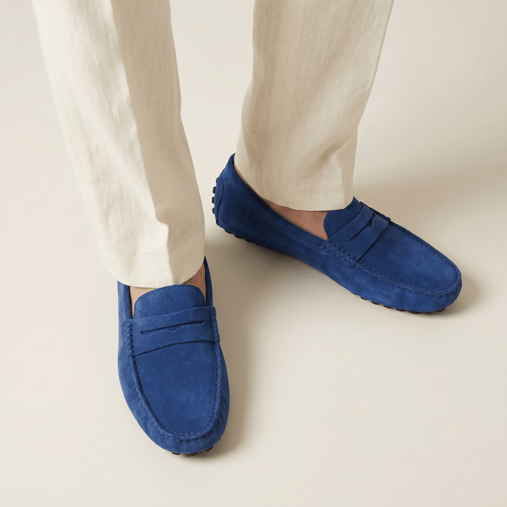 Mocassin Homme Souple en Cuir Suédé à Bande - image 49