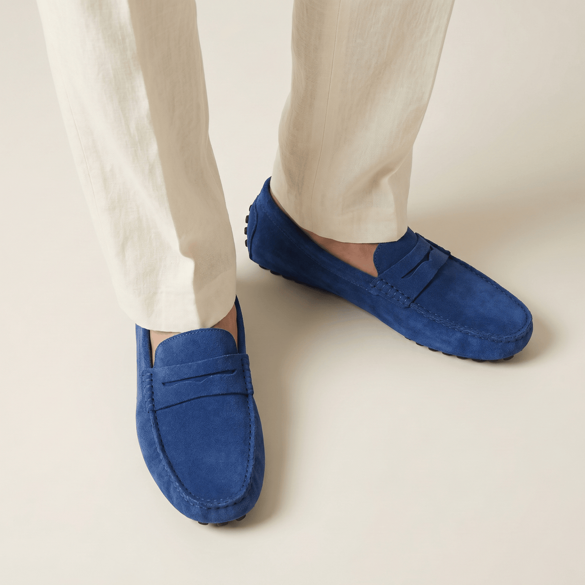 Mocassin Homme Souple en Cuir Suédé à Bande - image 49
