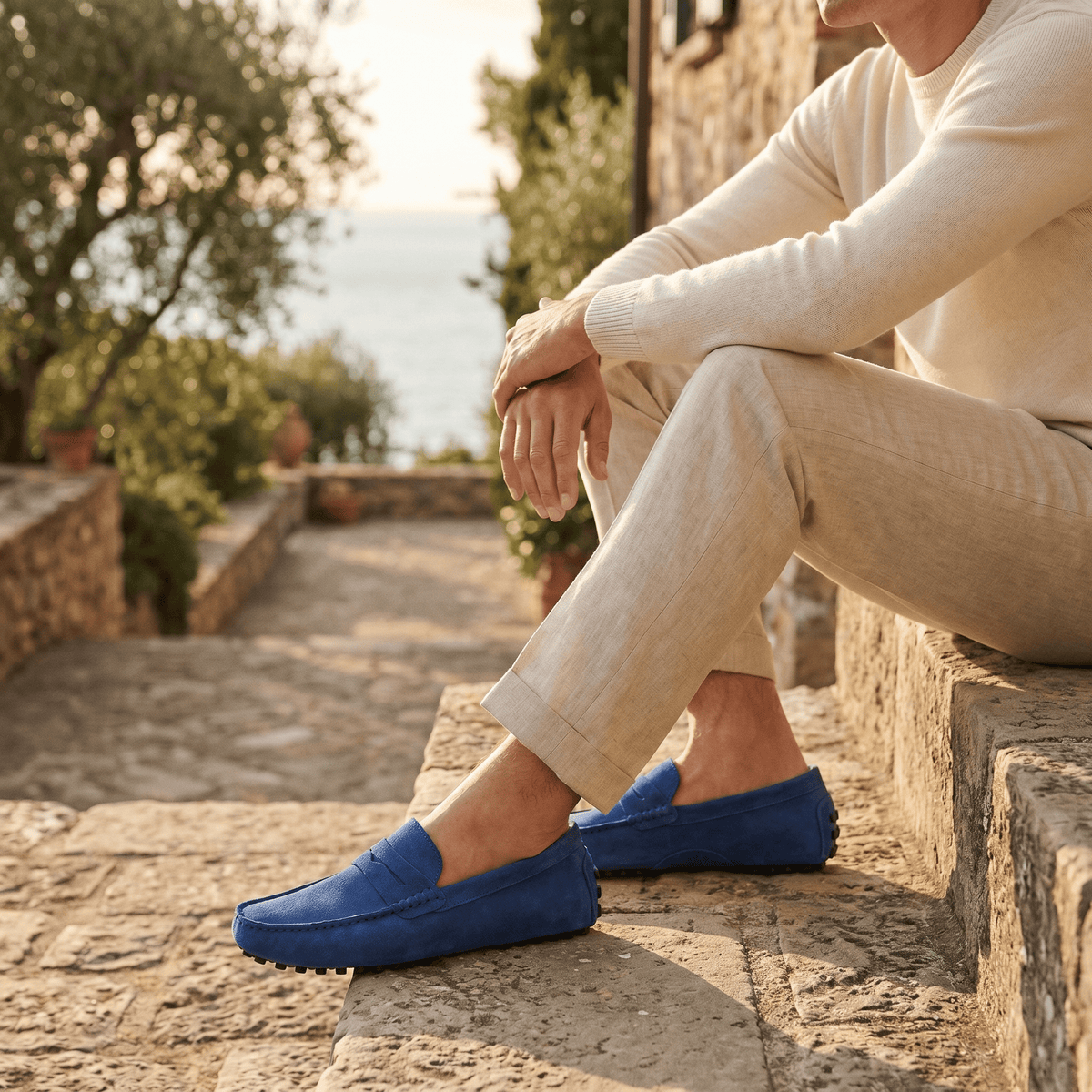 Mocassin Homme Souple en Cuir Suédé à Bande - image 50