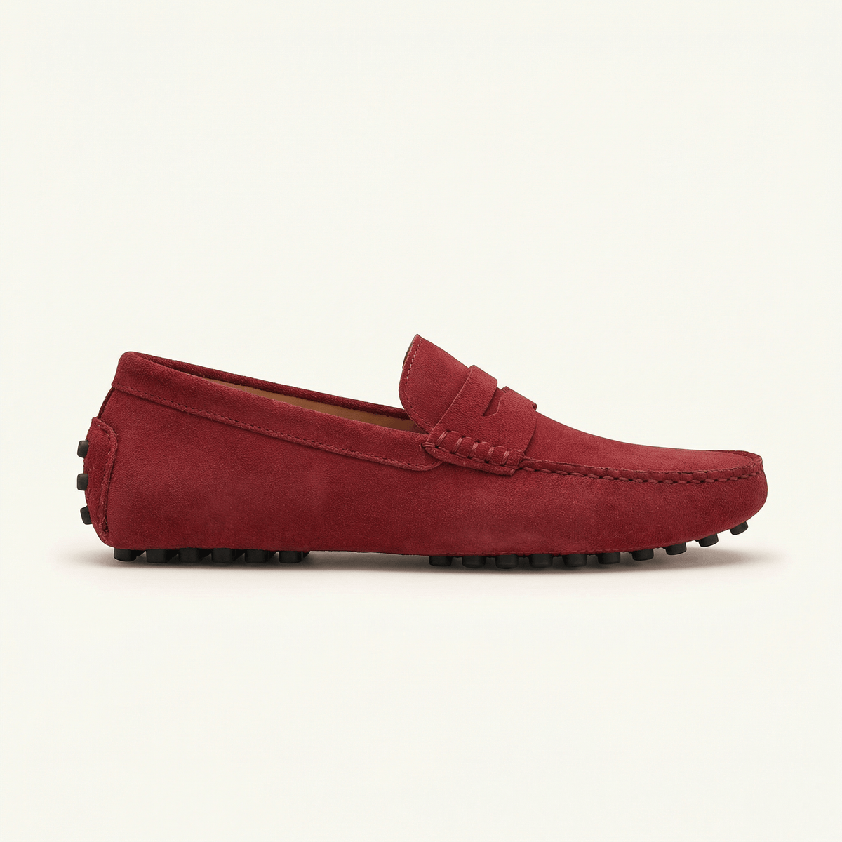 Mocassin Homme Souple en Cuir Suédé à Bande - Bordeaux