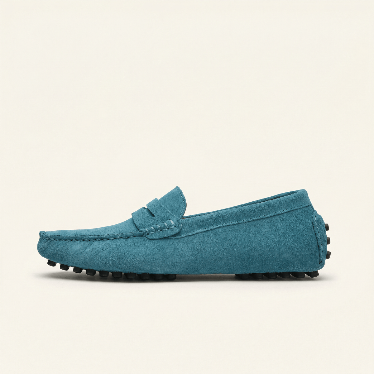 Mocassin Homme Souple en Cuir Suédé à Bande - Ciel
