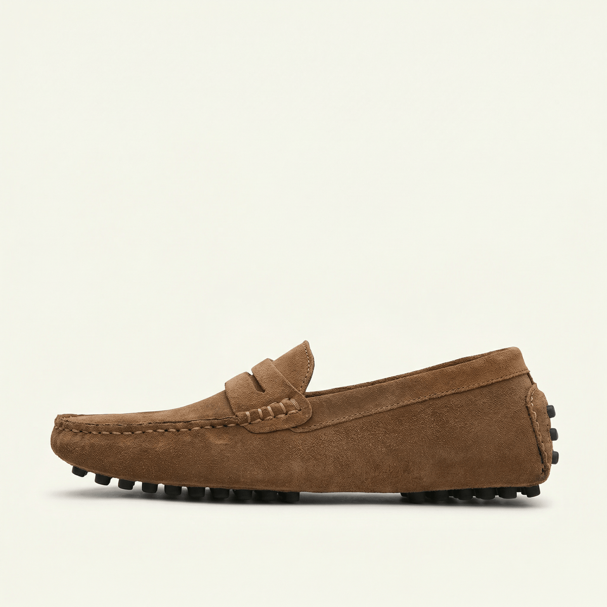 Mocassin Homme Souple en Cuir Suédé à Bande - Marron