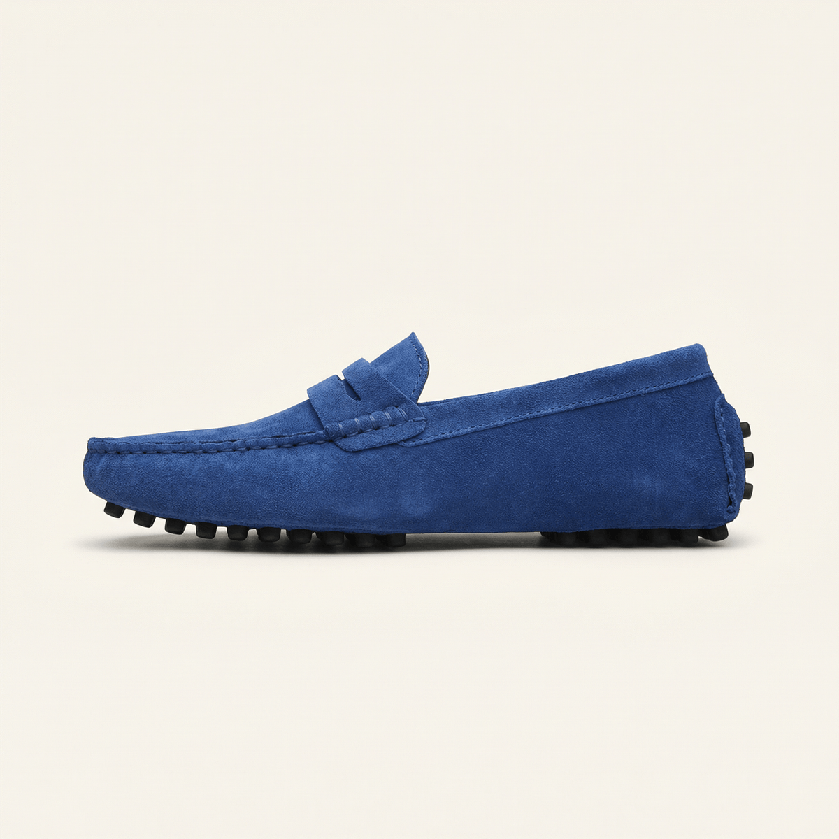 Mocassin Homme Souple en Cuir Suédé à Bande - Royal