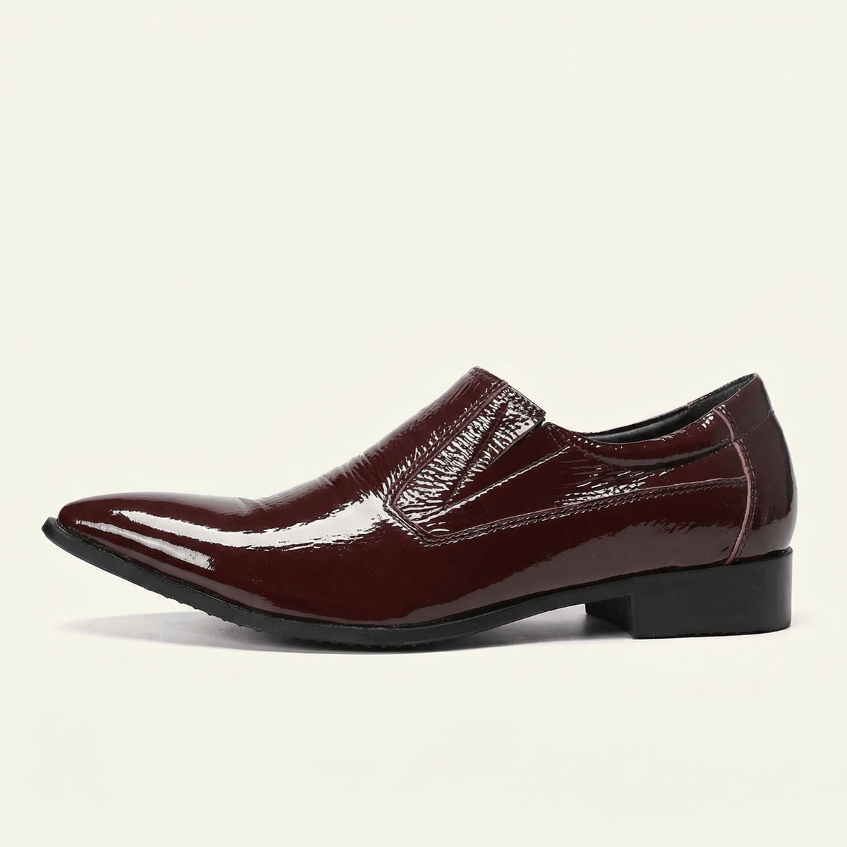 Mocassin Pointu en Cuir Verni Bordeaux - Bordeaux