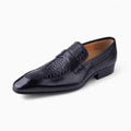 Mocassins À Bout Pointu En Cuir Véritable Pour Homme - Noir