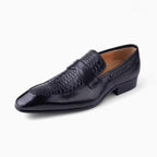 Mocassins À Bout Pointu En Cuir Véritable Pour Homme - Noir