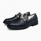Mocassins À Bout Pointu En Cuir Verni Avec Nœud Décoratif - Noir