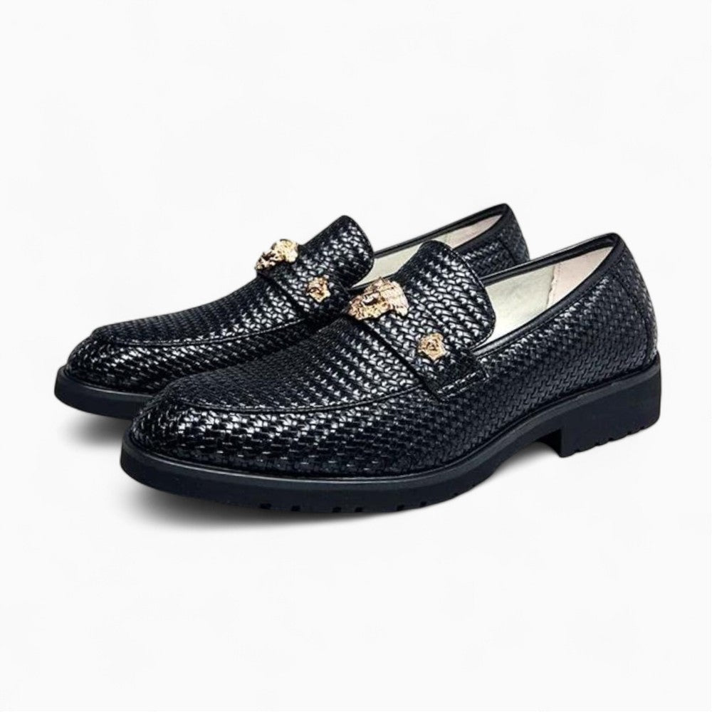 Mocassins À Bout Pointu En Cuir Verni Avec Nœud Décoratif - Noir