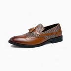 Mocassins À Gland À Carreaux Marron Et Blanc Pour Homme - Marron