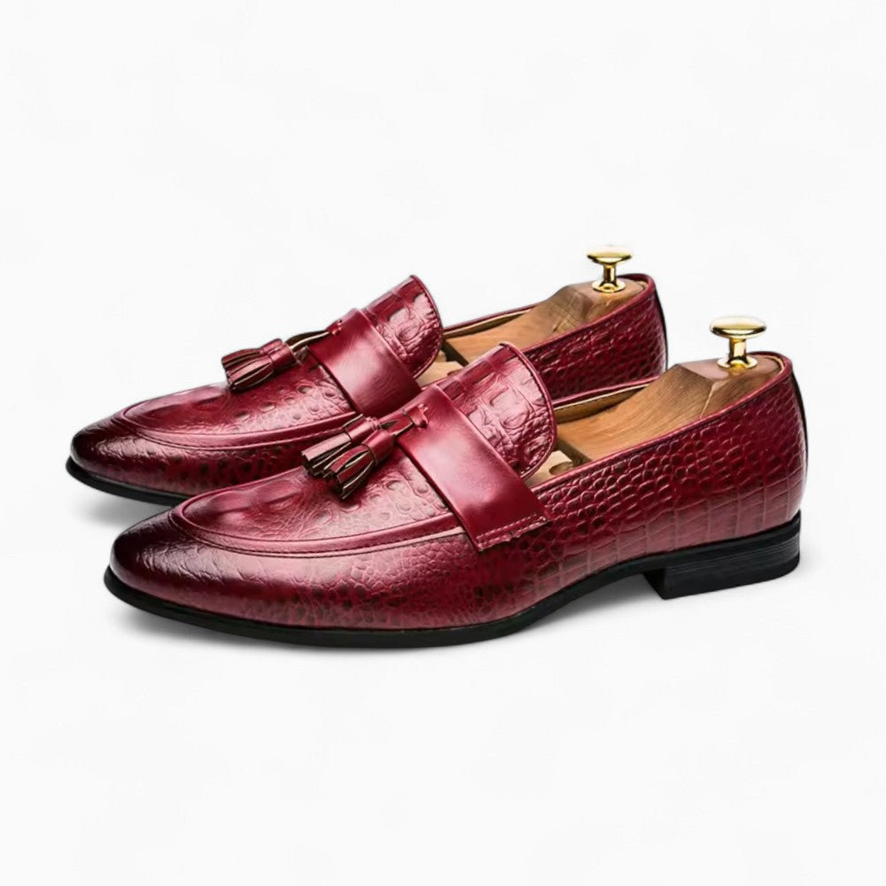 Mocassins À Gland Avec Effet Croco Pour Hommes - Rouge
