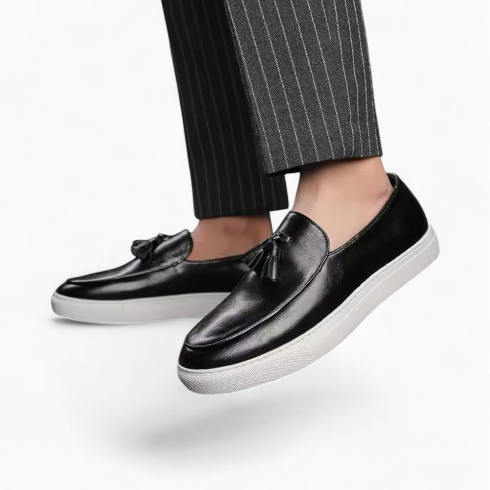 Mocassins À Gland En Cuir À Semelles Blanches Pour Hommes - image 2