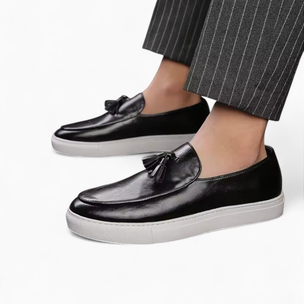 Mocassins À Gland En Cuir À Semelles Blanches Pour Hommes - image 3