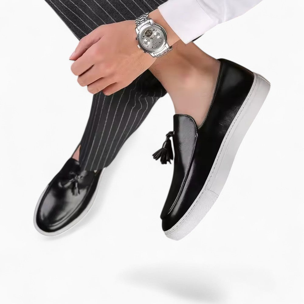 Mocassins À Gland En Cuir À Semelles Blanches Pour Hommes - image 4
