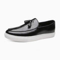Mocassins À Gland En Cuir À Semelles Blanches Pour Hommes - Noir